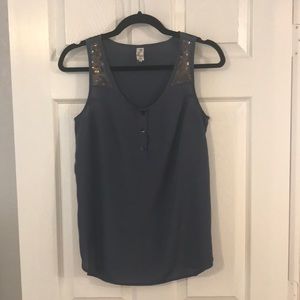 Navy Blouse with Sequins